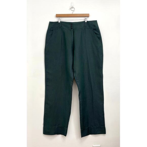 Poetry Pants - POETRY Linen-Silk Straight-Leg Button-Front Full-Length Trousers Pants - US16